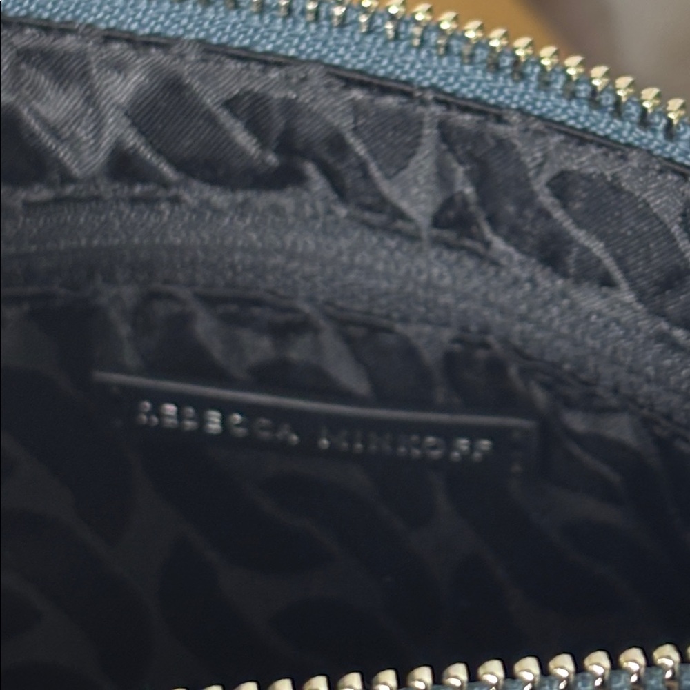 NEW REBECCA MINKOFF Edie Crossbody Quilted Denim heavy chain strap shoulder bag - Picture 9 of 11
